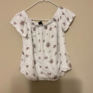 Rue21 White Floral Off-Shoulder Blouse